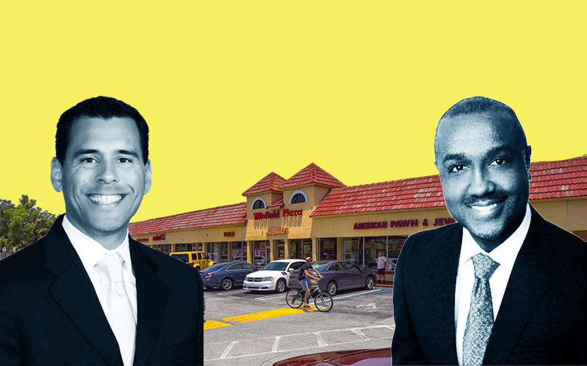 HFF’s Luis Castillo and Eric Williams with Winfield Plaza (Credit: Ten-X, HFF, and CREXi)