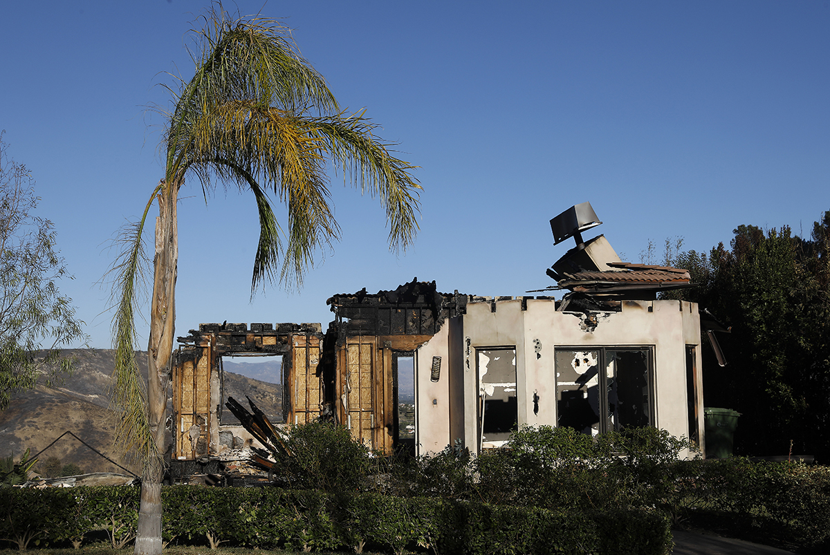 A number of homes on Hitching Post Lane in Bell Canyon, including this one, were destroyed by the Woolsey Fire. (Photo by Mel Melcon/Los Angeles Times via Getty Images)
