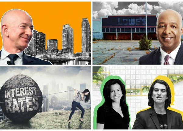 <em>Clockwise from top left: Amazon’s reported plan to split its HQ2 headquarters into two could transform LIC; Lowe’s Companies to close 51 stores across North America; WeWork launches investment fund as it prepares to buy a Texas development site; and U.S. mortgage applications are at the lowest level they’ve been at in four years.</em>