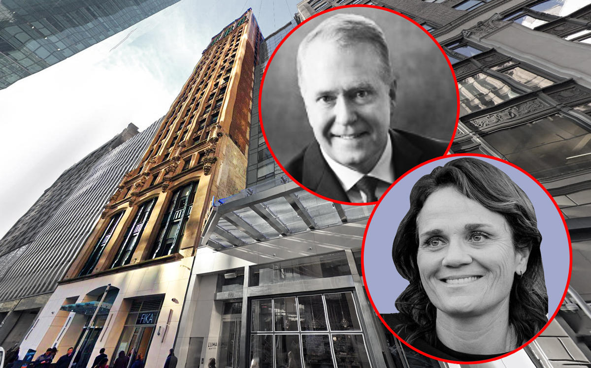 From left: 114 West 41st Street, Clarion Partners' David Gilbert, and EQ Office's Lisa Picard (Credit: Clarion and VTS)