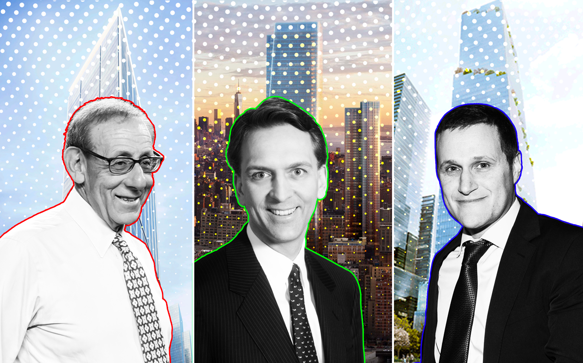 From left Stephen Ross with 50 Hudson Yards, Bruce Flatt with One Manhattan West, and Rob Speyer with 509 West 34th Street (Credit: Getty Images)