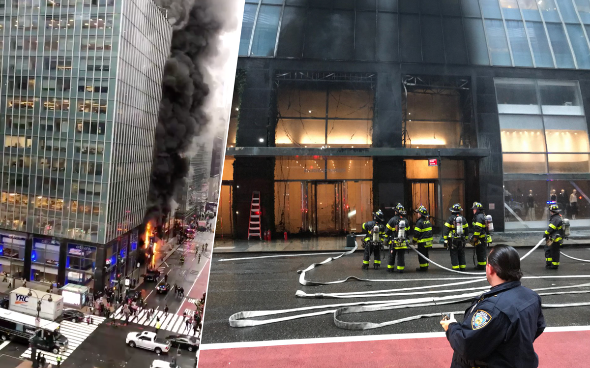 The fire at 330 Madison Avenue (Credit: Twitter)
