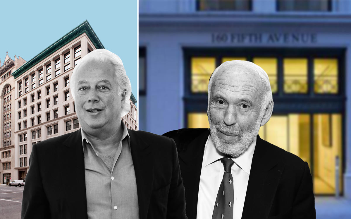 From left: 160 5th Avenue, Aby Rosen, and Jim Simons (Credit: Getty Images)
