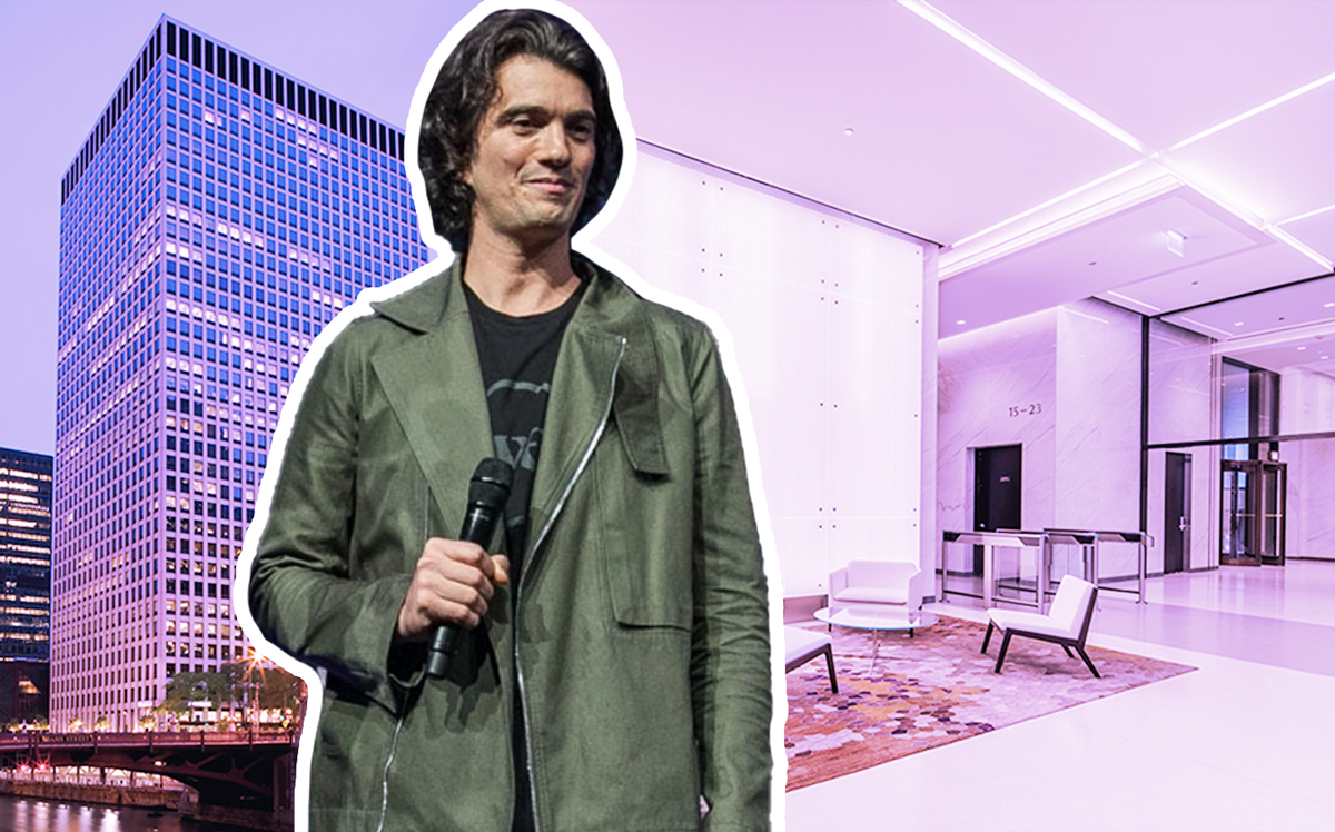 222 South Riverside Plaza and Adam Neumann (Credit: Getty Images and 222 South Riverside)