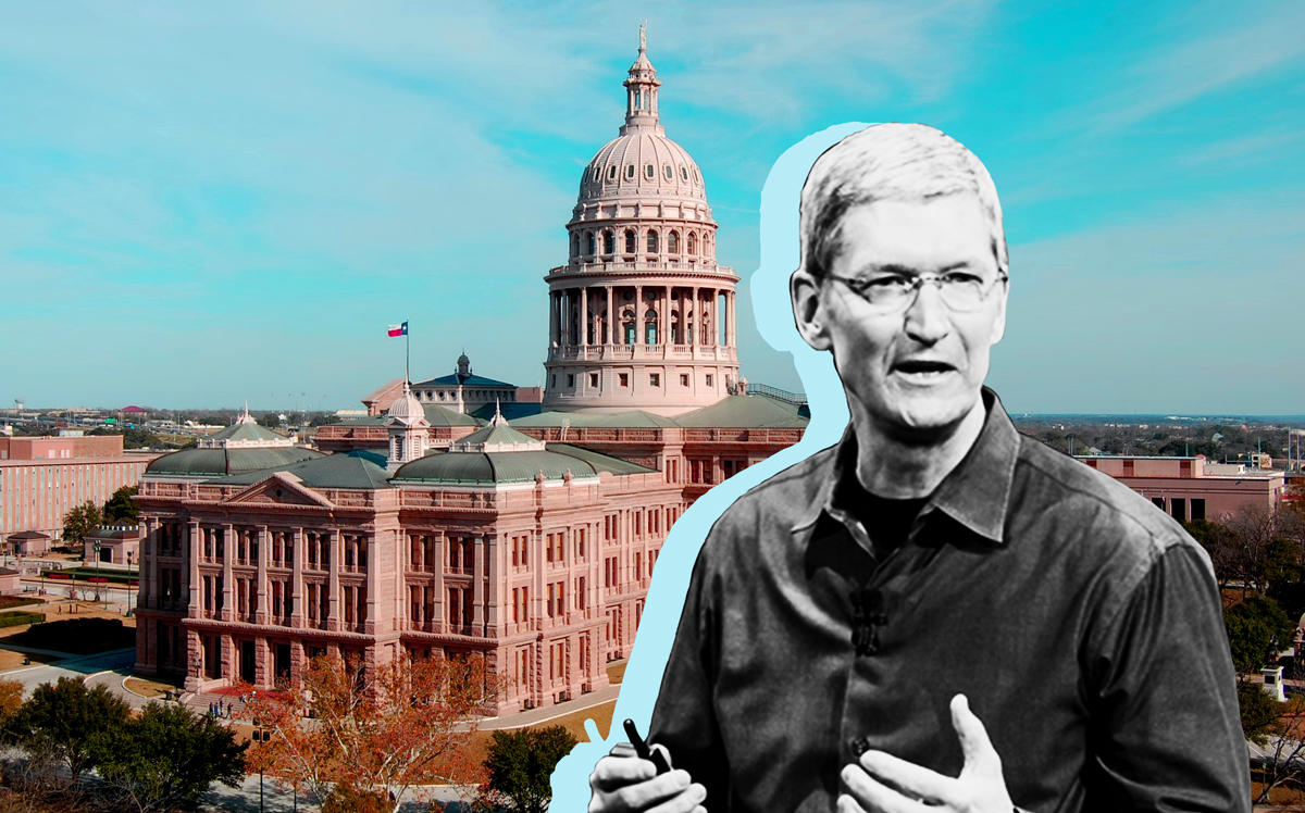 Tim Cook and the Texas State Capitol (Credit: iphonedigital via Flickr and Wikipedia)