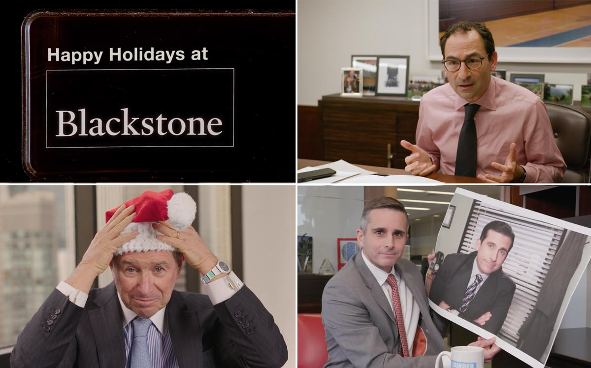 Stills from Blackstone's "The Office" parody (Credit: Blackstone)