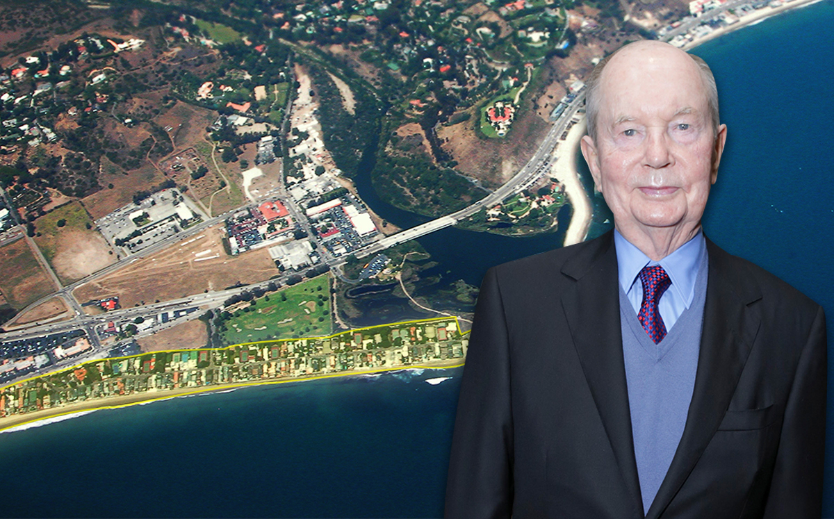 Late media mogul Jerry Perenchio and Malibu's Colony Beach (Credit: Flickr and Getty Images)