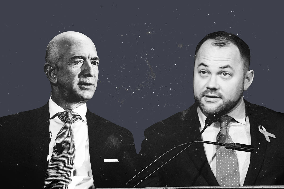 Jeff Bezos and Corey Johnson (Credit: Getty Images)