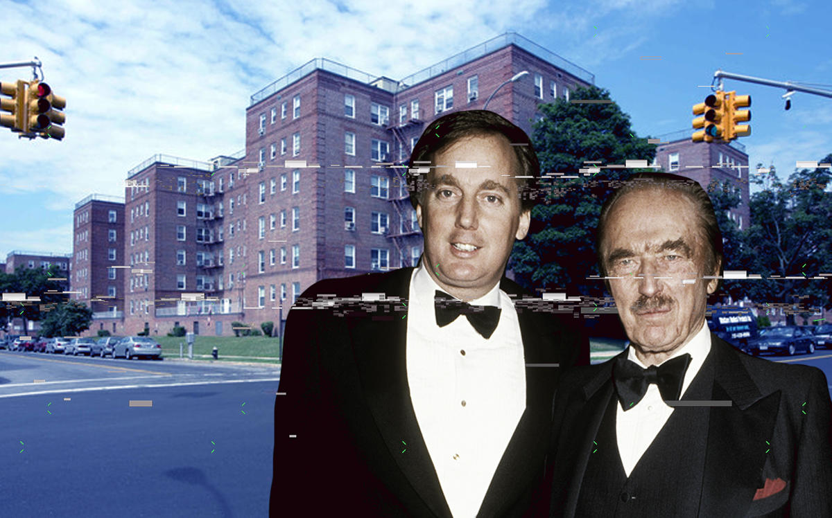 Donald Trump, Fred Trump and the Beach Haven Apartments in Coney Island (Credit: Getty Images and Apartments)