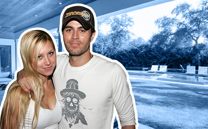 From left: Anna Kournikova, Enrique Iglesias and 4715 Bay Point Road, Miami (Credit: Getty Images, Realtor)
