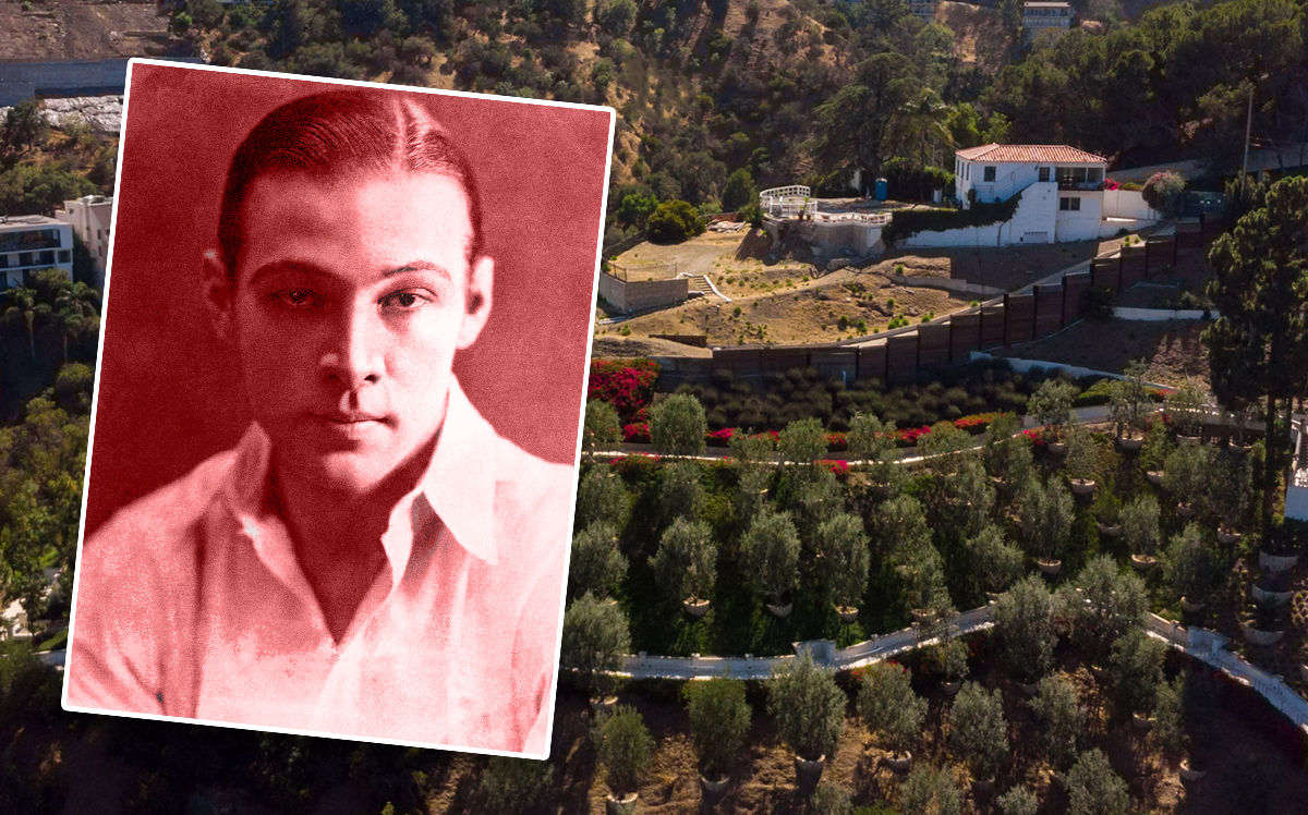 Rudolph Valentino and 1436 Bella Dr, Beverly Hills (Credit: Wikipedia and Hilton Hyland)