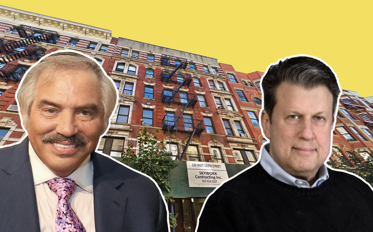 Irving Langer (left), David Schwartz and 120 West 112th Street (Credit: Getty Images and Google Maps)