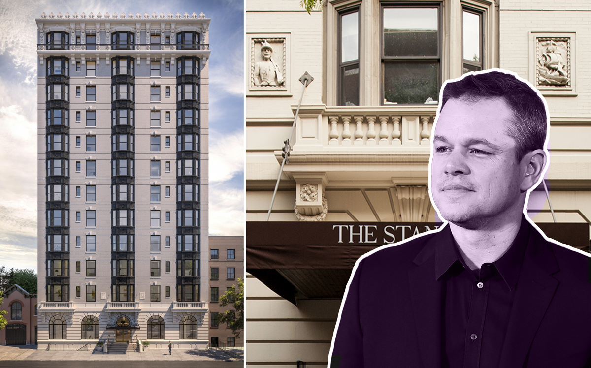 Matt Damon and 171 Columbia Heights in Brooklyn (Credit: Getty Images and CityRealty)