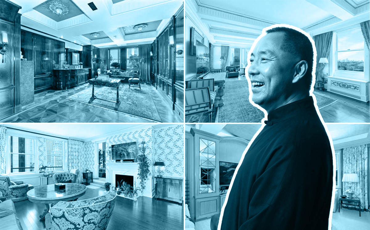 Guo Wengui and the Sherry-Netherland penthouse at 781 Fifth Avenue (Credit: Getty Images and Douglas Elliman)