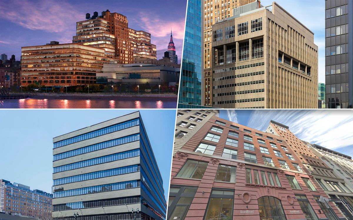 Clockwise from top left: 601 West 26th Street, 120 Park Avenue,&nbsp;441 Ninth Avenue, and&nbsp;249 West 17th Street