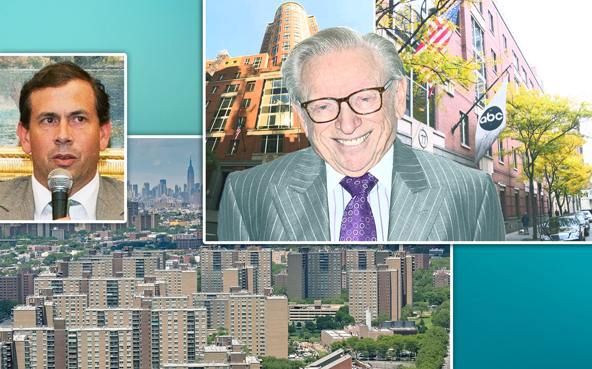 From left: Brooksville’s Andrew MacArthur, Starrett City in Brooklyn, and 77 West 66th Street with Larry Silverstein (Credit: Getty Images and Rockpoint Group)