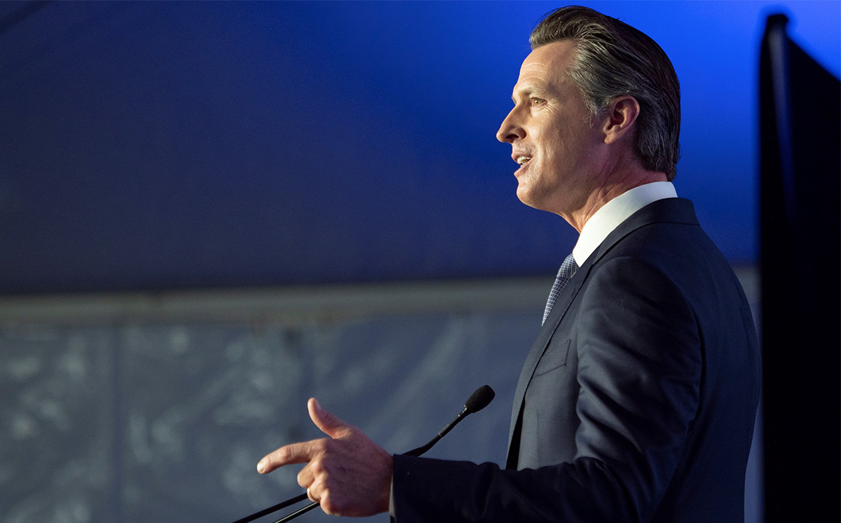 Gavin Newsom gives his inaugural address on Monday, 1/7