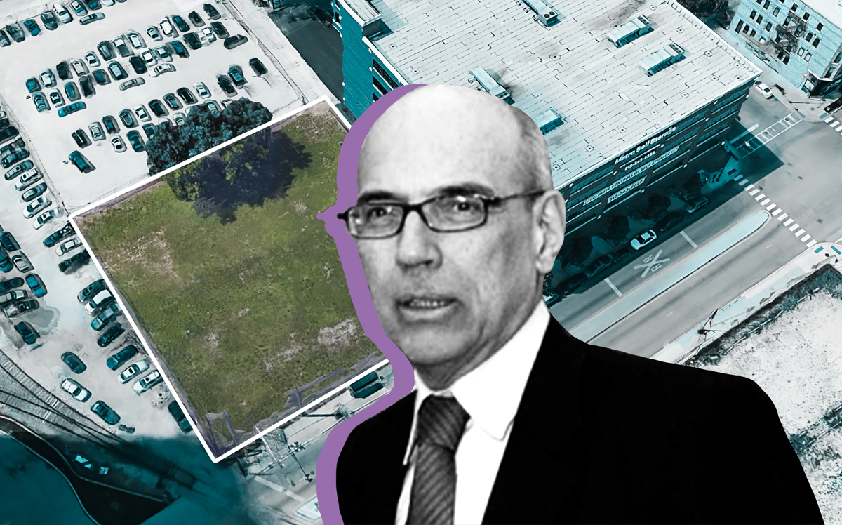 Fred Eychaner and an aerial view of the property at 460-468 North Jefferson Street (Credit: Capital Research Center and Google Maps)