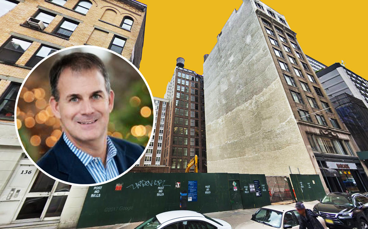 Magna Hospitality Group CEO Robert Indeglia and the site at 140-146 West 24th Street (Credit: Magna Hospitality and Google Maps)