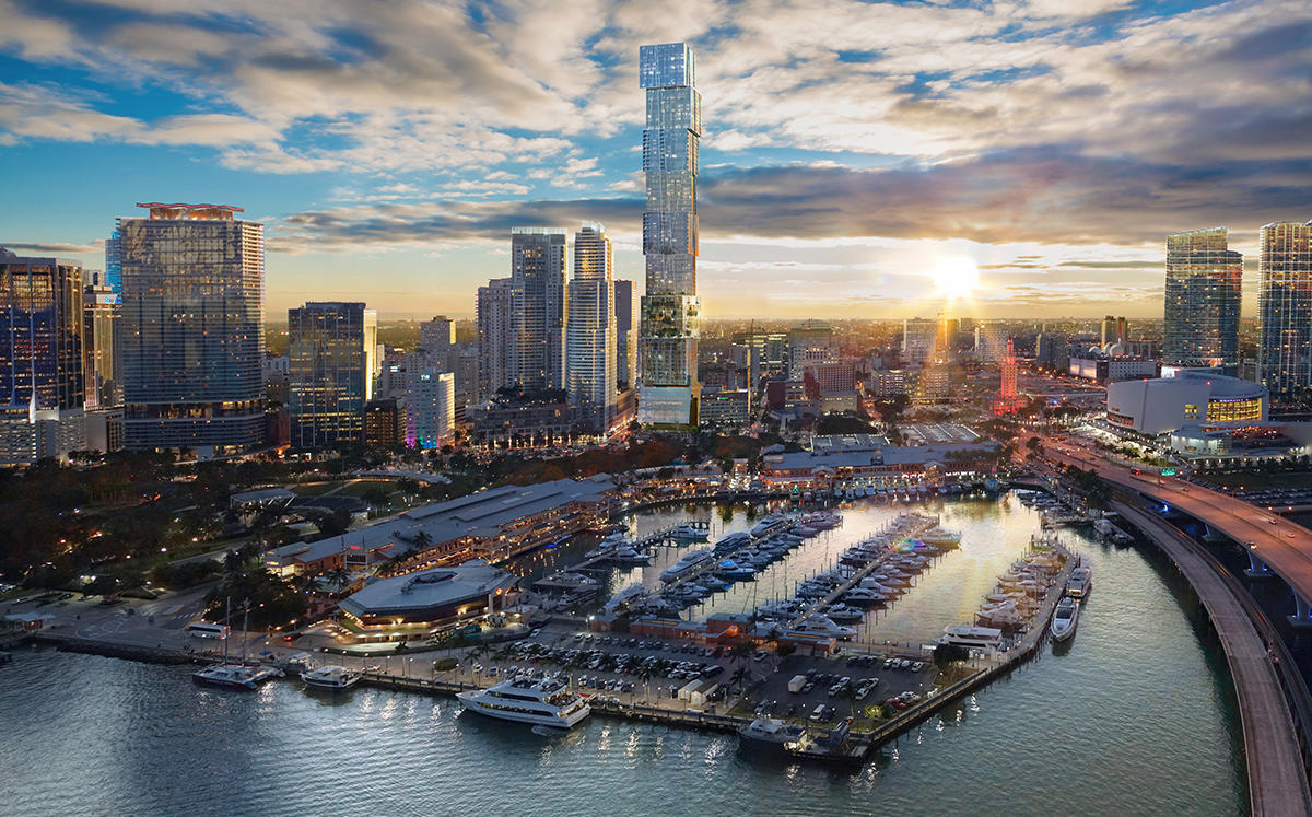 Rendering of the Waldorf Astoria Hotel &amp; Residences Miami (Credit: ArX Solutions)