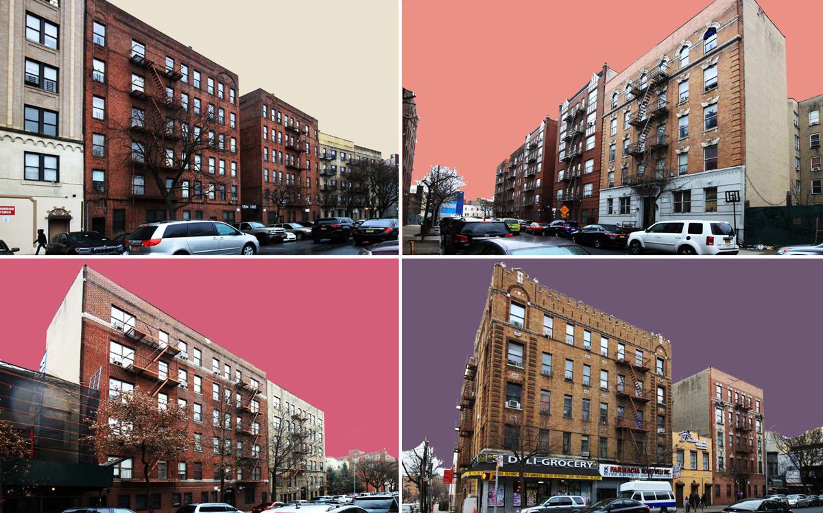 Clockwise from top left: 1892 Arthur Avenue, 1908 Belmont Avenue, and 2095 Honeywell Avenue, and 2090 Mohegan Avenue in the Bronx (Credit: Camber Property Group)