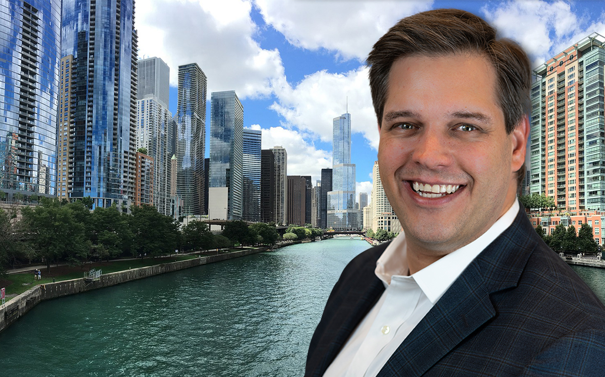 Bobby Goodman and the Chicago skyline (Credit: Truss and Pixabay) 