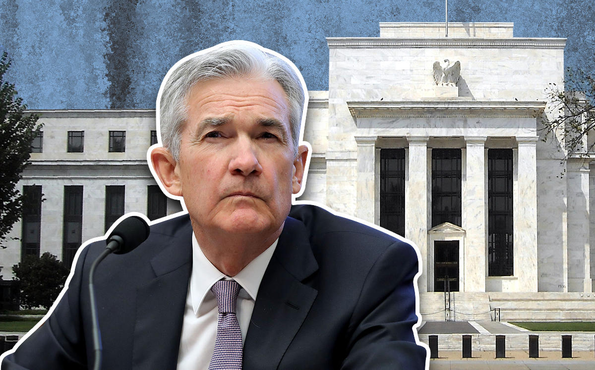The Federal Reserve and Jerome Powell (Credit: Getty Images and Wikipedia)