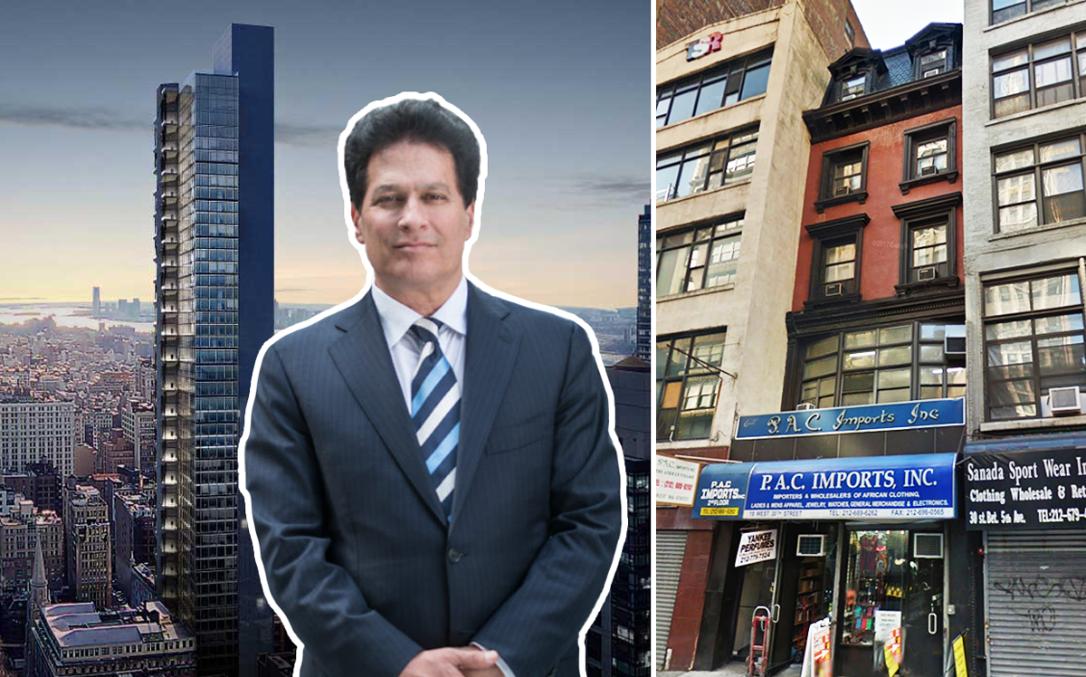 From left: a rendering of 3-7 West 29th Street, HFZ Capital Group chairman Ziel Feldman and 18 West 30th Street (Credit: HFZ Capital Group and Google Maps)