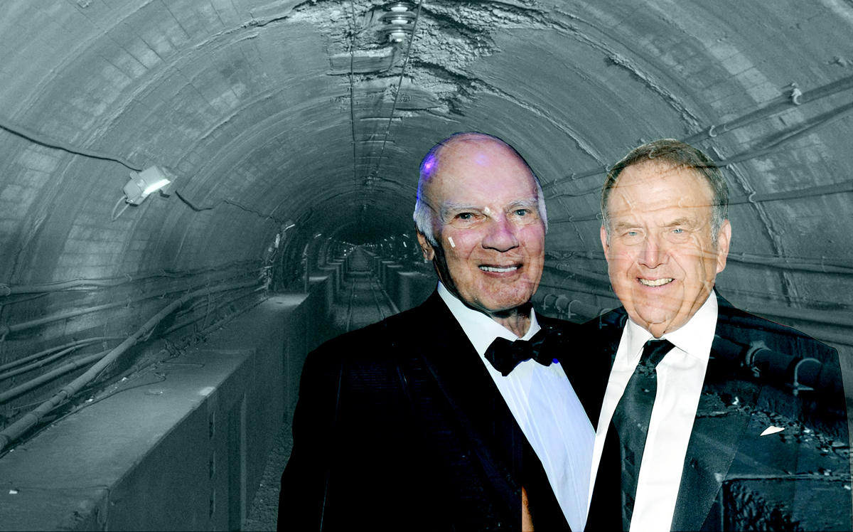Steven Roth, Richard LeFrak, and a view of the Gateway tunnel (Credit: Getty Images and Curbed NY)