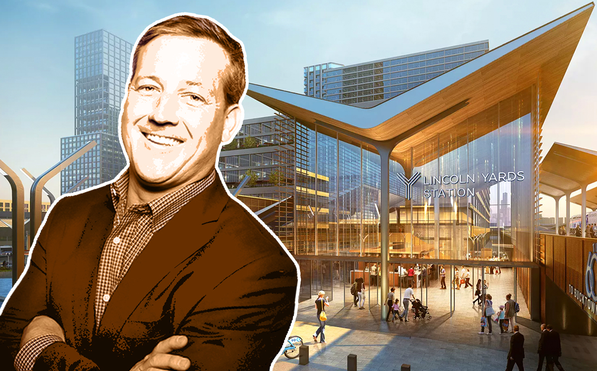Sterling Bay’s Andy Gloor and a rendering of of Lincoln Yards (Credit: Sterling Bay)