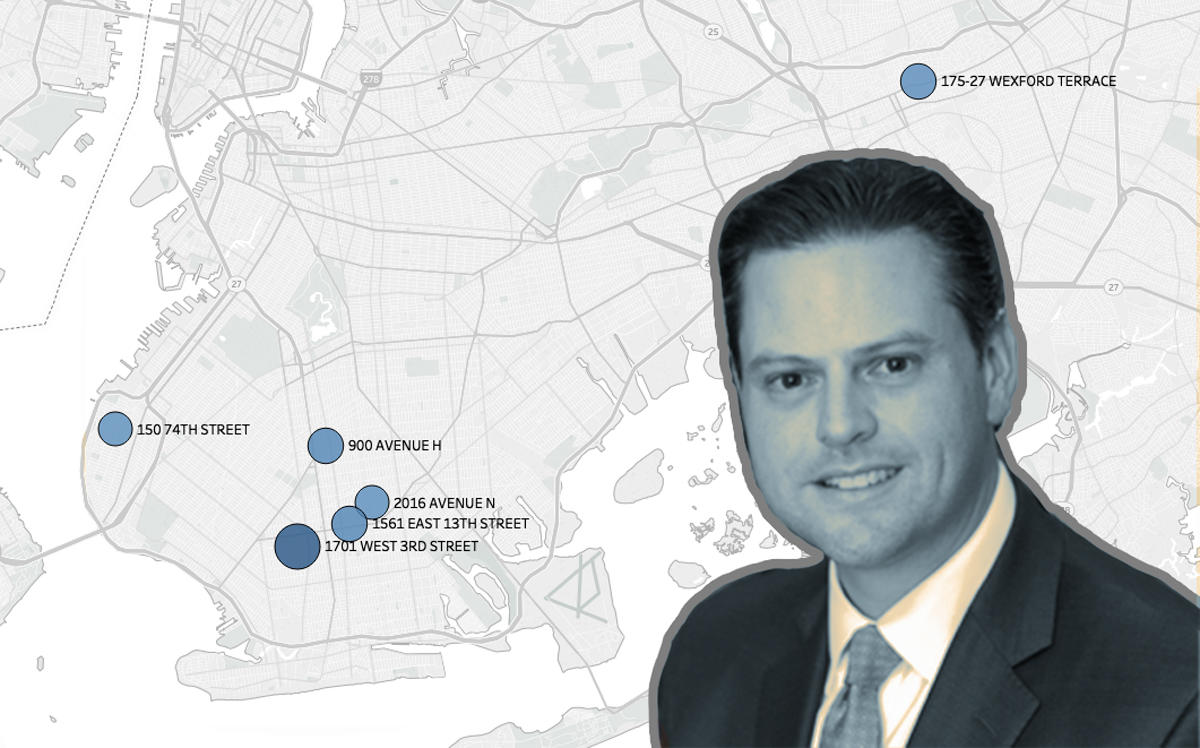 Adam Parkoff and a map of the six properties in the portfolio