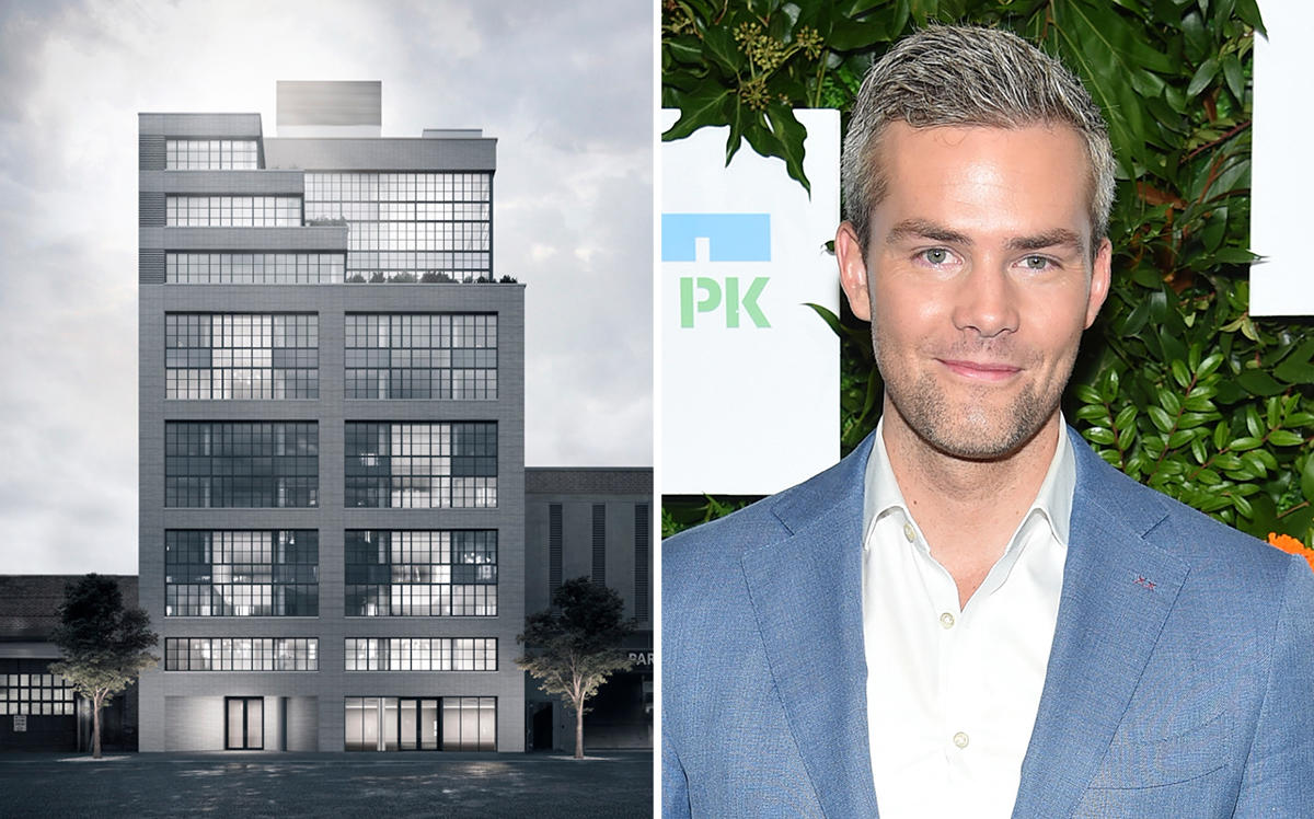 A rendering of 550 West 29th Street and Ryan Serhant (Credit: CityRealty and Getty Images)