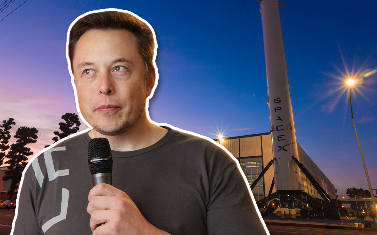 Elon Musk and a Space X factory (Credit: Flickr and iStock)
