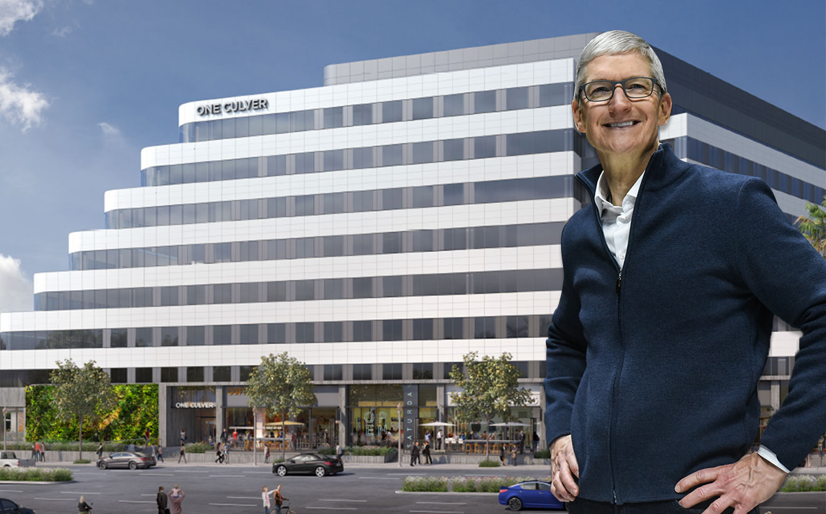 Tim Cook and a rendering of One Culver (Credit: Getty Images and One Culver)