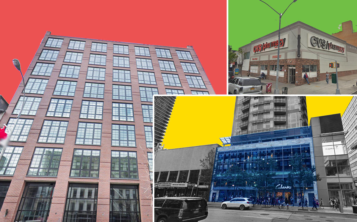 Clockwise from left: 138 Bowery, 6502 18th Avenue in Brooklyn, and 999 Third Avenue (Credit: Google Maps)