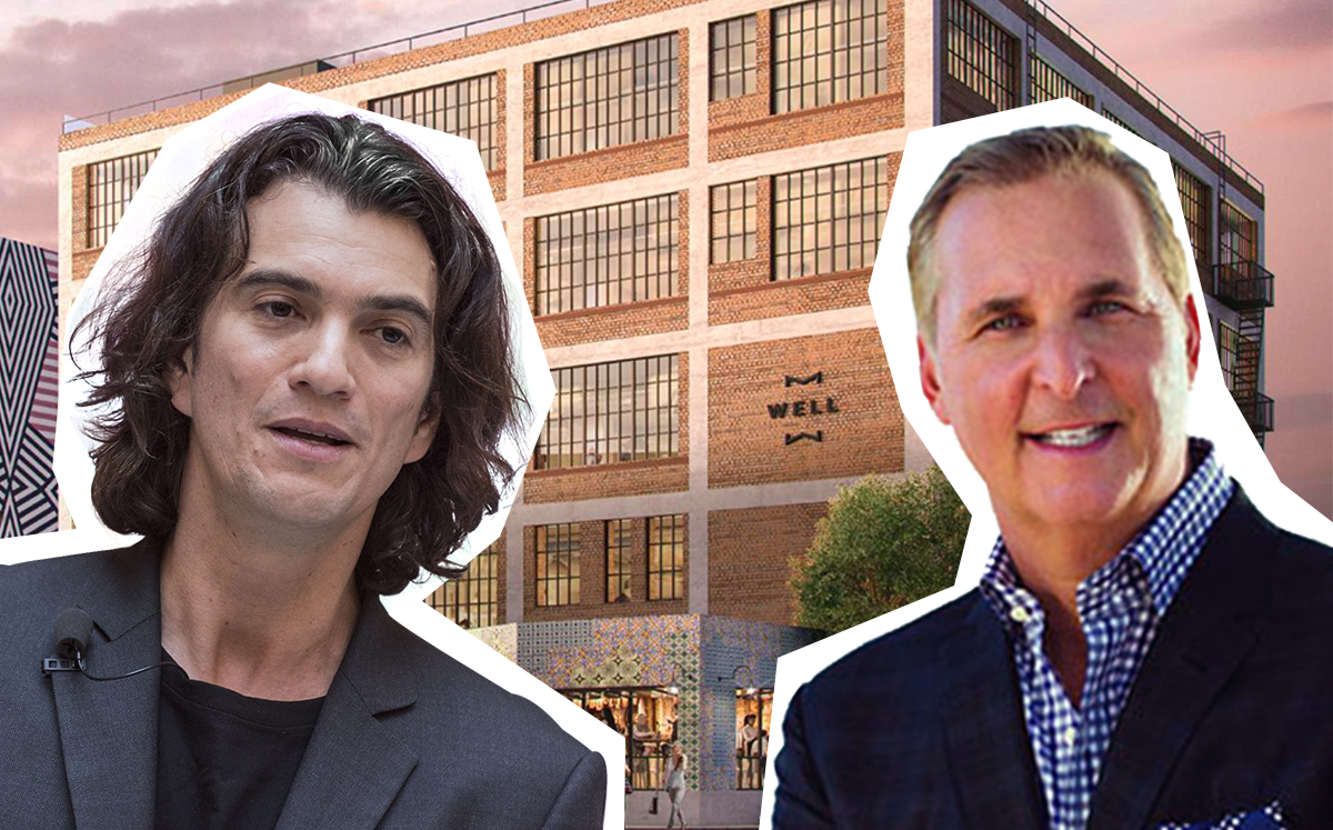WeWork’s Adam Neumann and OKO Group’s 830 Brickell (Credit: Getty Images and Buzz Buzz Home)