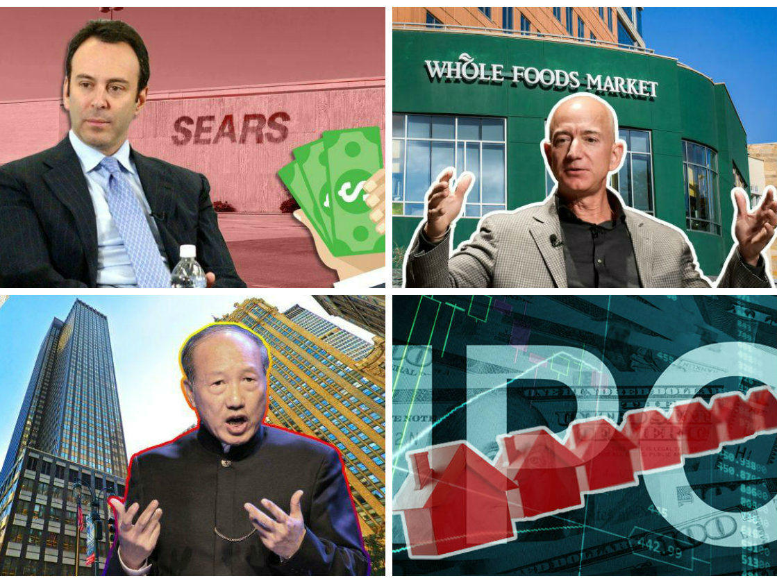 <em>Clockwise from top left: Sears chairman Eddie Lampert plans to make $1.8B offer to save the retail giant if a $4.4B bid fails, Amazon eyes states like Idaho and Utah as it looks to open new Whole Foods stores, Texas-based tiny home builder raises $48M in initial public offering, and a Chinese retreat from U.S. and European markets is expected to hurt prices in 2019.</em>