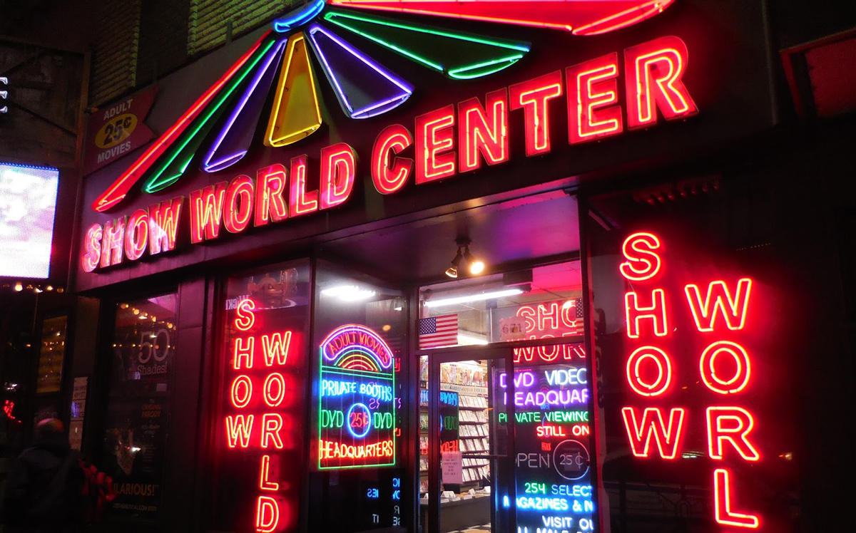 Show World Center on 303 West 42nd Street (Credit: Jeremiah's Vanishing New York)