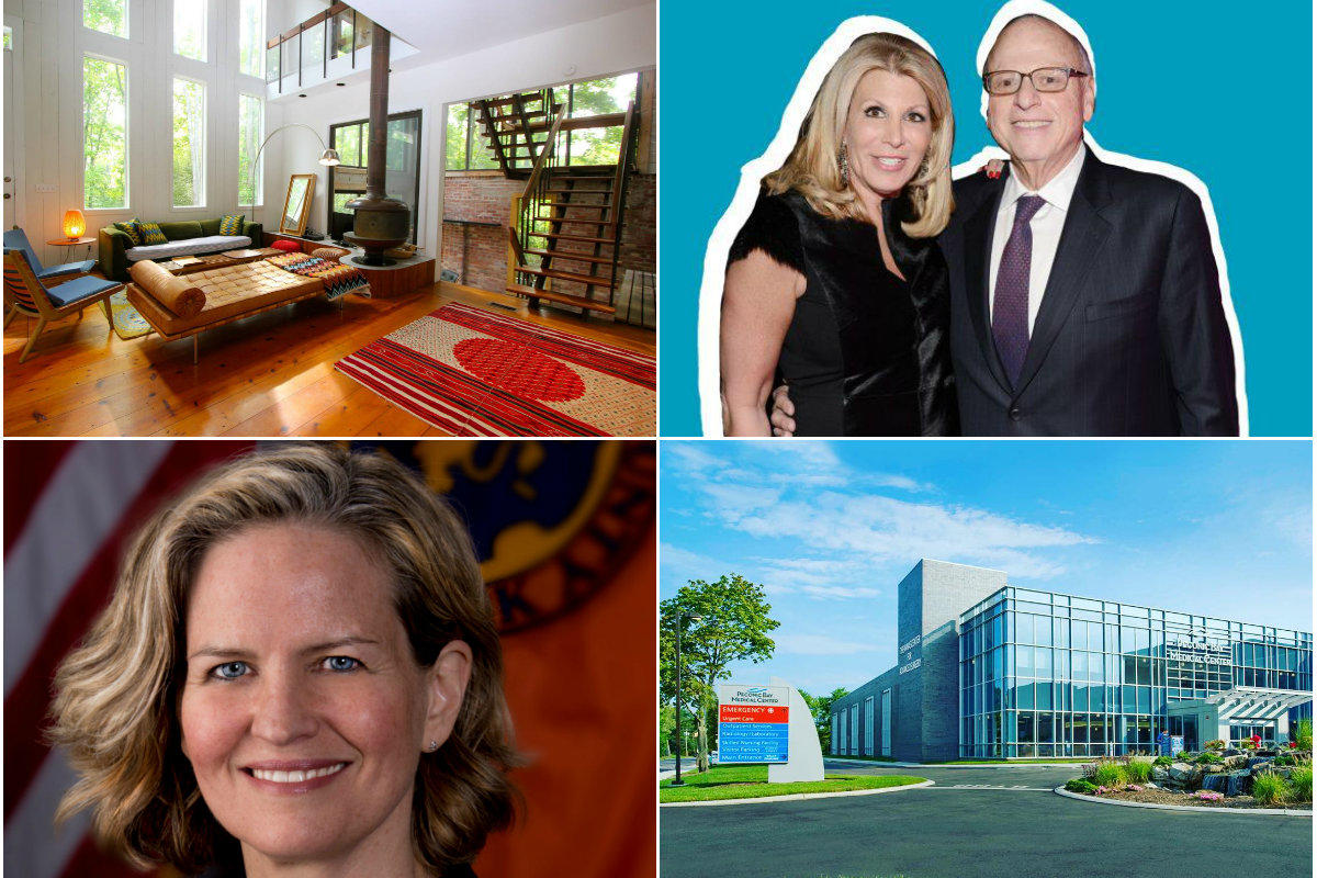 <em>Clockwise from top left: Airbnb hosts in Suffolk and Nassau made $47M in 2018, Douglas Elliman's Dottie Herman sells her minority stake in Douglas Elliman for $40M, a developer wants zoning changes in Riverhead for new hospital housing and revised Nassau property values are posted online as the local GOP pushes for a later grievance deadline.</em>