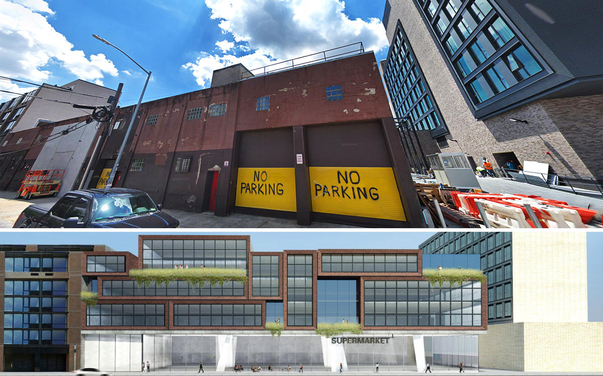 The site at 96 North 10th Street in Williamsburg and a rendering of the development (Credit: Google Maps and wHY Architecture via Yimby)
