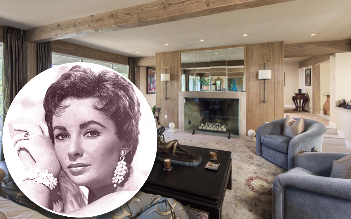 Elizabeth Taylor and the home's living room