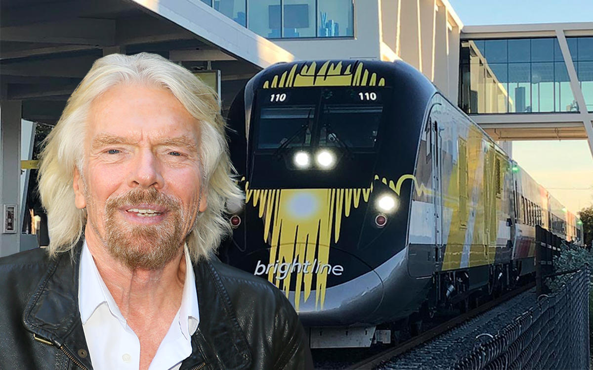 Richard Branson and a Brightline train (Credit: Getty Images and Wikipedia)