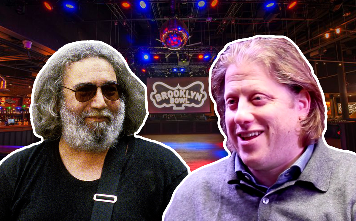 Jerry Garcia, Peter Shapiro, and Brooklyn Bowl (Credit: Getty Images, Wikipedia and AXS)