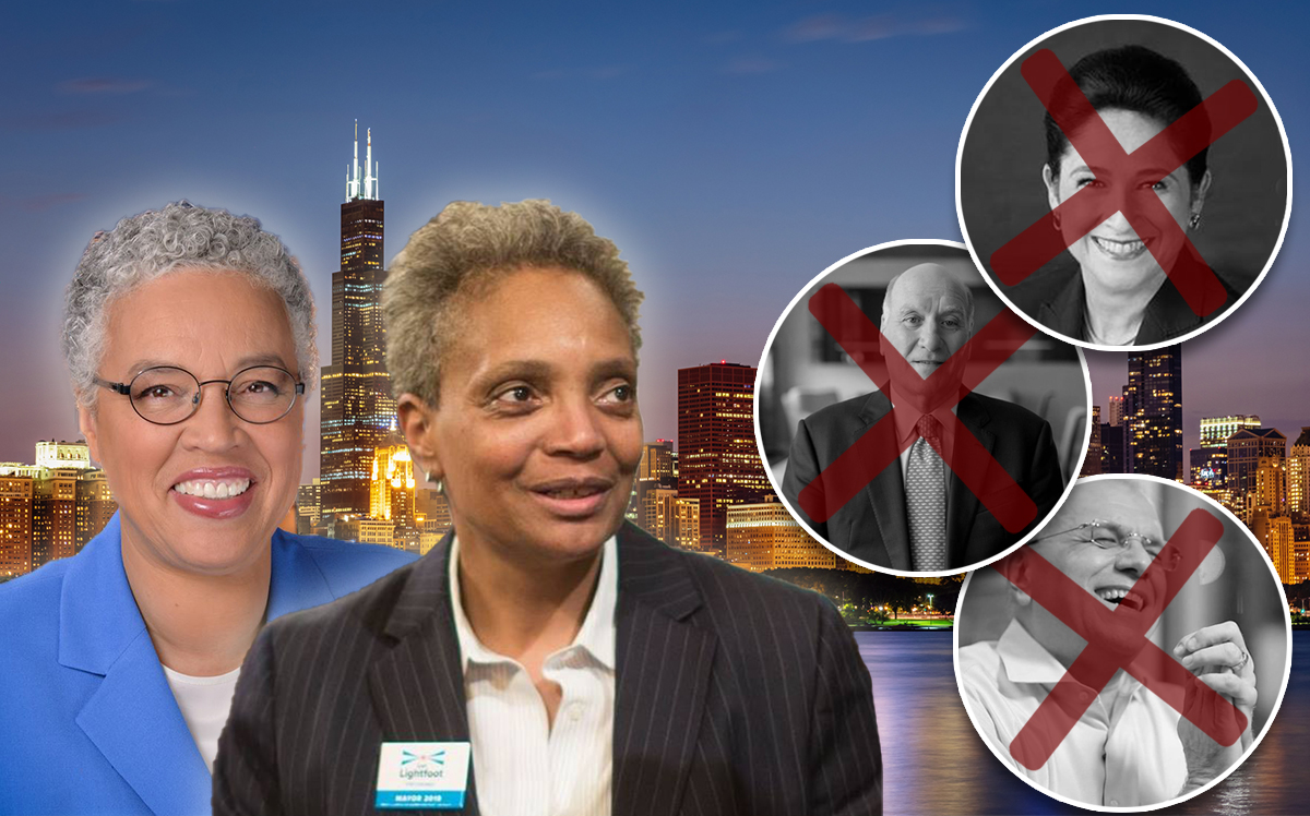 From left: Toni Preckwinkle, Lori Lightfoot, Bill Daley, Susana Mendoza (Top), and Gery Chico (Bottom) (Credit: Facebook and iStock)
