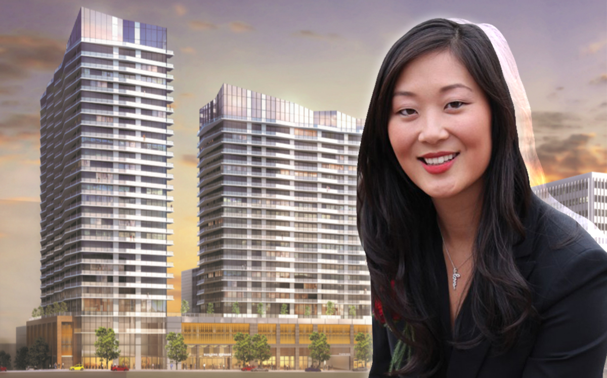 Jamison's Jaime Lee and a rendering of the firm's planned project in Koreatown