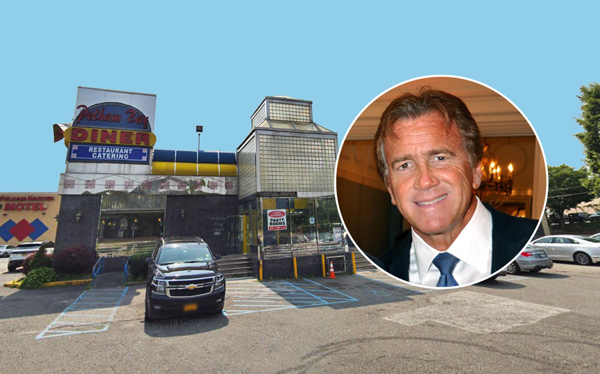 Jeff Sutton of Wharton Properties and the Pelham Bay Diner at 1920 East Gun Hill Road in the Bronx (Credit: Google Maps and YMWREA)