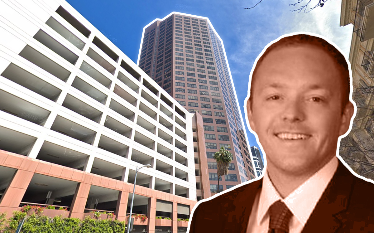 Chris Musgjerd of Savills Studley and the ARCO Tower in Downtown Los Angeles (Credit: Google Maps)