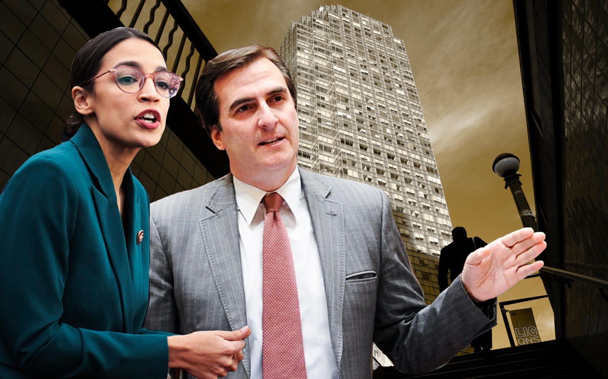 Alexandria Ocasio-Cortez and Michael Gianaris with Long Island City (Credit: Getty Images)