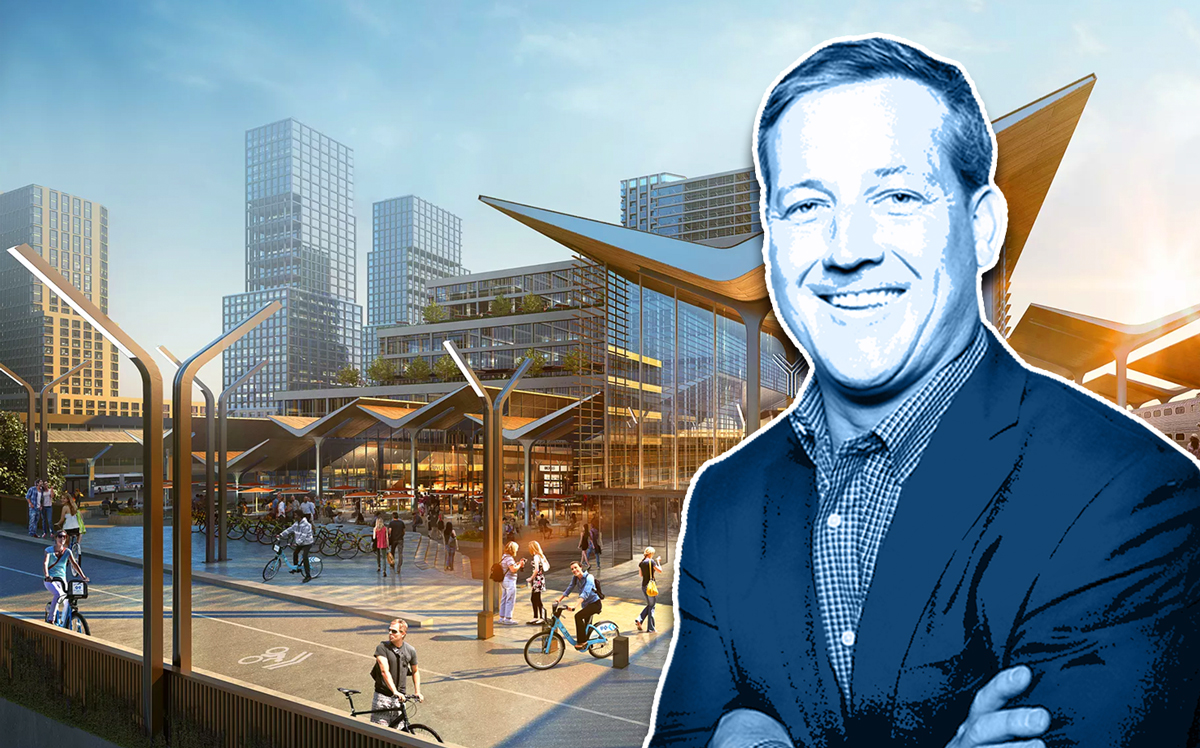 Sterling Bay’s Andy Gloor and a rendering of of Lincoln Yards (Credit: Sterling Bay)
