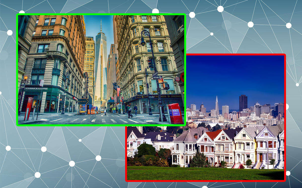 New York City (left) and San Francisco (Credit: Pixabay)